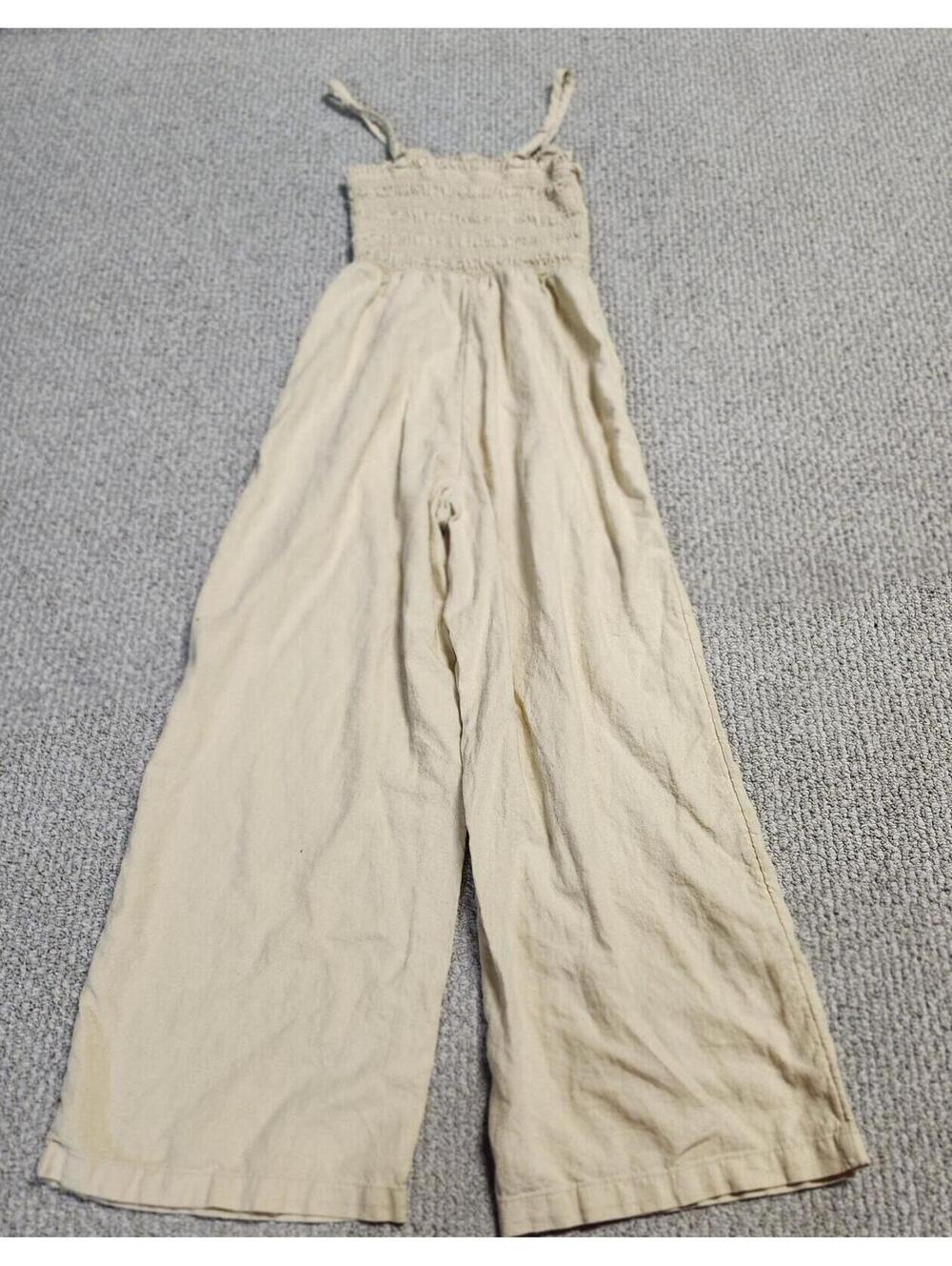 Universal Thread Beige Linen Rayon Staright Leg Jumpsuit XS - Picture 10 of 10